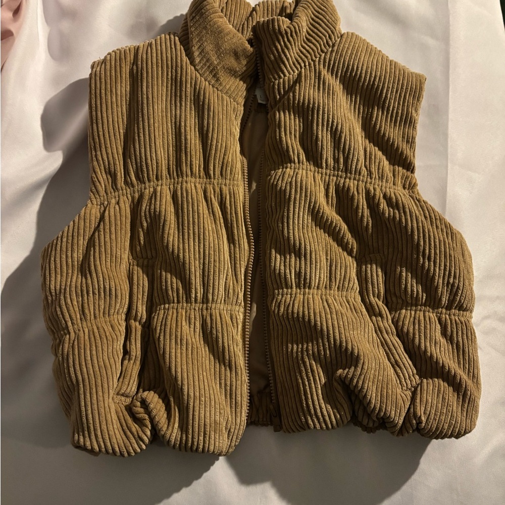 Corduroy Puffer Vest in Beige
